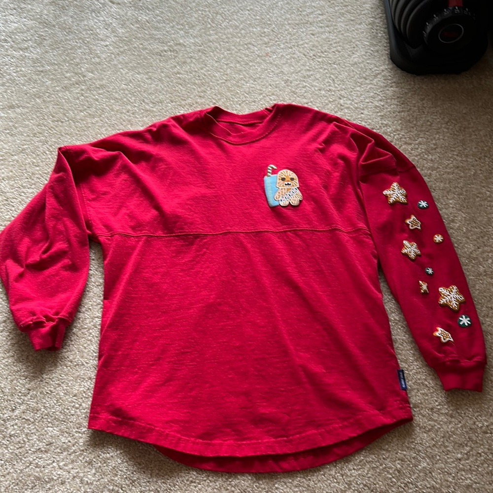 Red Long Sleeve Top with Embroidered Details